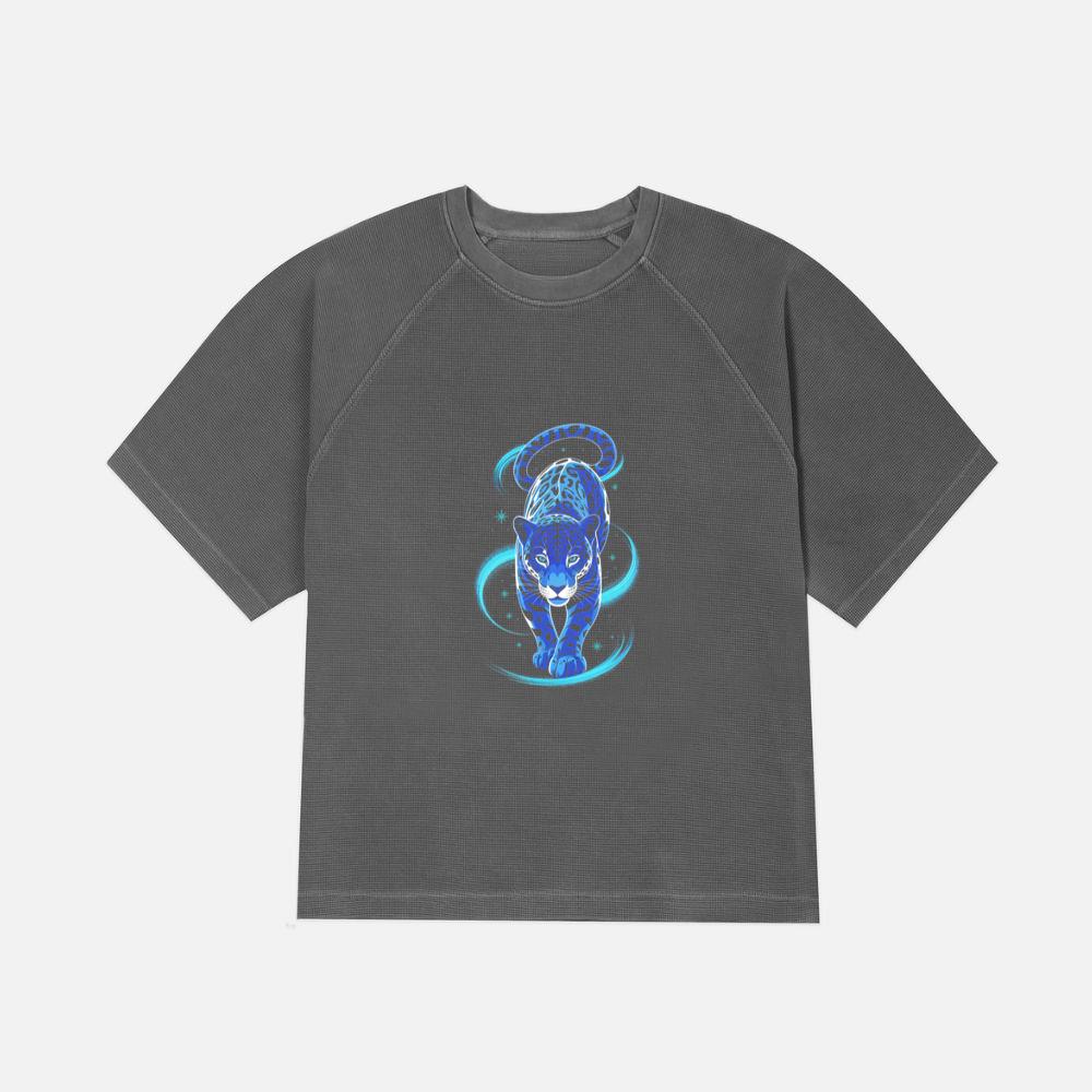 Blue Panther Spirit Animal Neon Cat Graphic T-Shirt