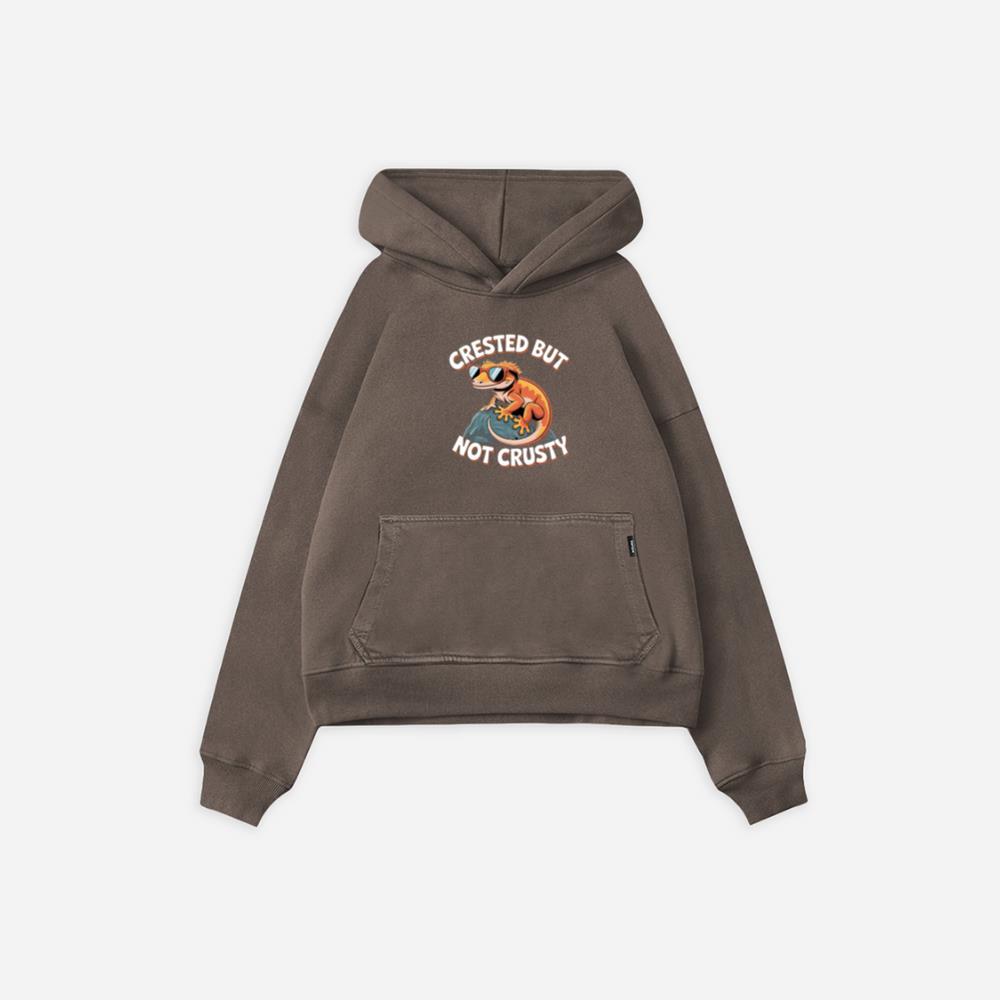 Crested But Not Crusty Lizard Retro Funny Graphic Hoodie