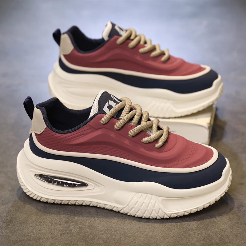 Men's Casual Sports Shoes, Fashionable Thick Soled Skateboarding Shoes, Trendy and Comfortable Men's Shoes Suitable for Outdoor - Image 4