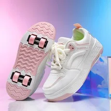 Breathable walking shoes Girls 2026 new two-wheeled retractable sports roller skates for female students outdoors kids sneakers